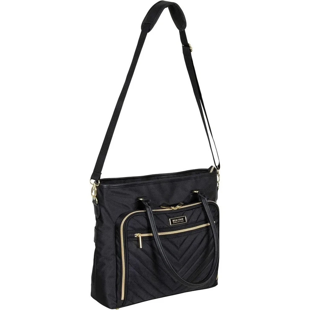 Kenneth Cole Reaction Chelsea Laptop Tote Black Quilted Work Travel Bag NWT